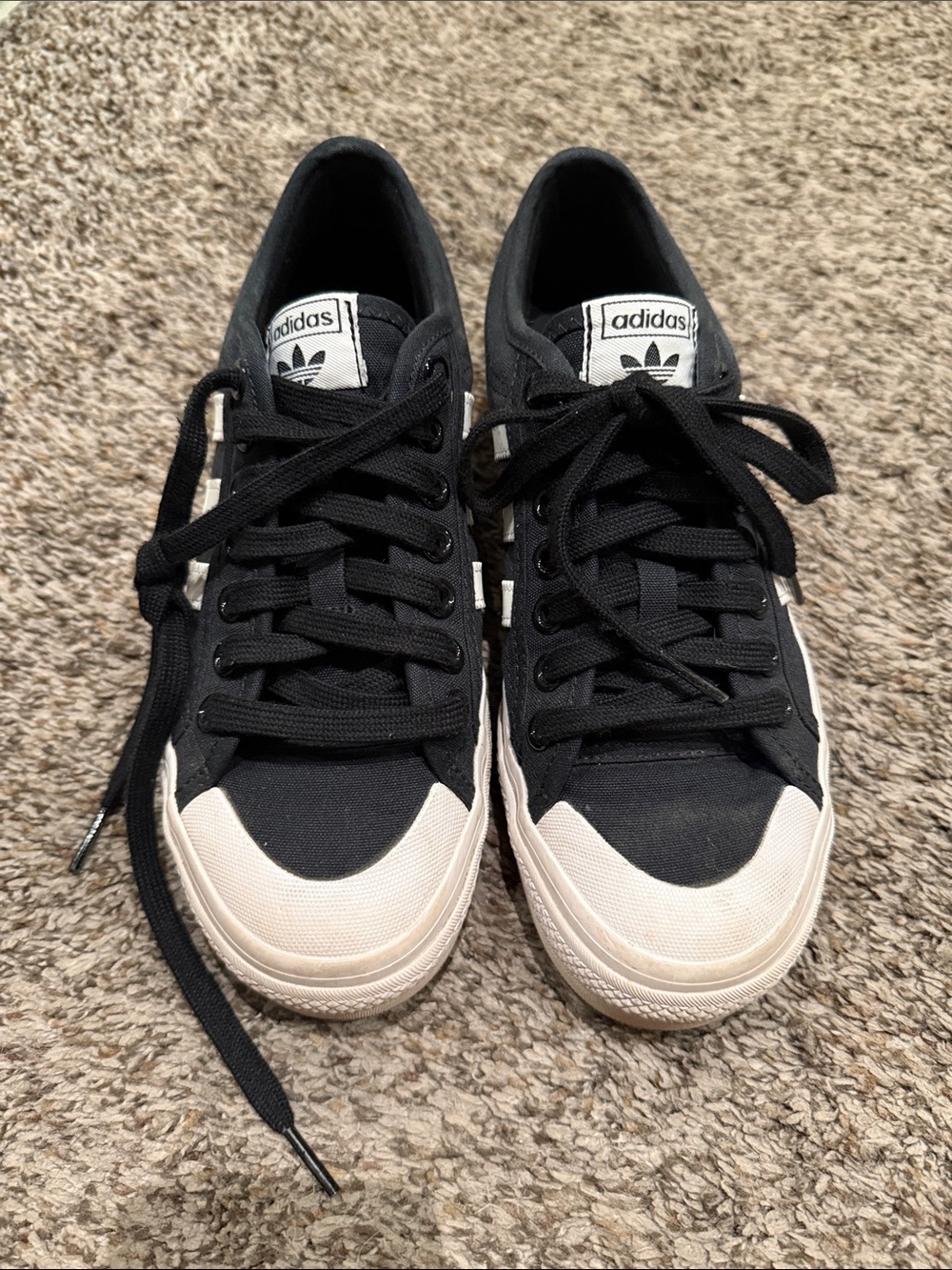 adidas Black Canvas Low-Top Sneakers with White Accents